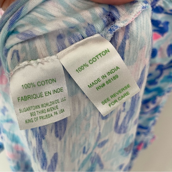 Lilly Pulitzer Essie Tank Top Size Large Breakwater Tint Party Wave Coastal. 3 - Picture 7 of 7